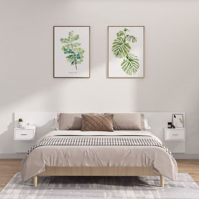 Berkfield Home Classic Bed Headboard with Integrated Nightstands and Side Compartments in White Engineered Wood