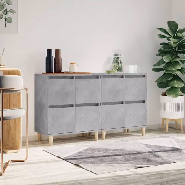 Berkfield Home Set of 2 Sideboards in Concrete Grey, W/D/H: 60 x 35 x 70 cm
