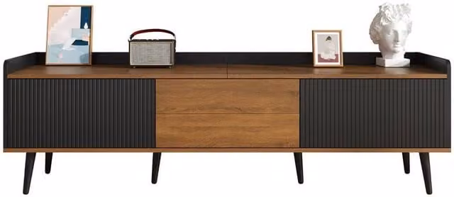 KORVIXA Modern Black TV Stand Media Unit with Storage, W/D/H: 100 x 100 x 100 cm – 1