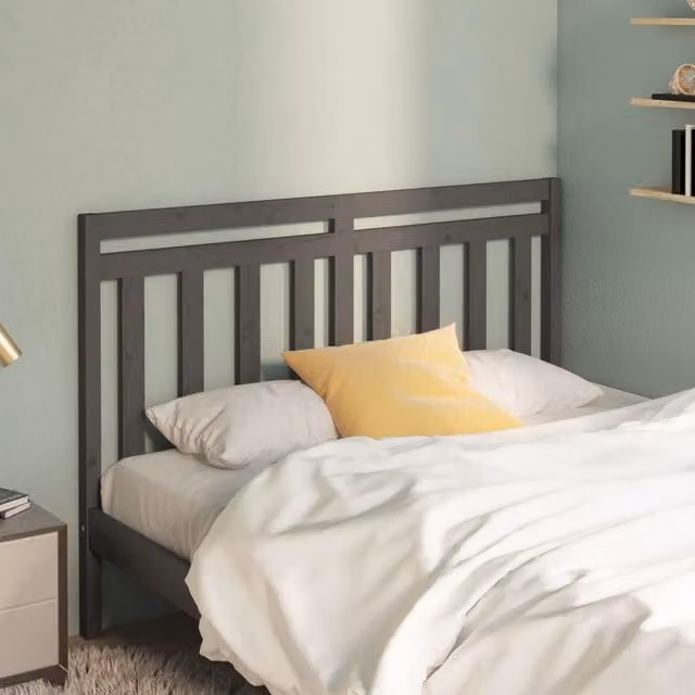 Berkfield Home Rustic Solid Pine Bed Headboard in Grey, W: 126 cm, H: 100 cm, D: 4 cm