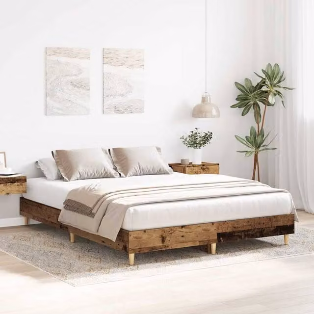 Berkfield Home Rustic Wood Bed Frame, Brown, W/D/H: 150 x 203 x 25 cm – 1