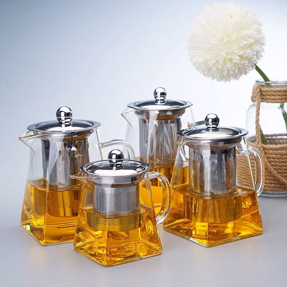 PAWNORA Heat Resistant Clear Glass Tea and Coffee Pot with Stainless Steel Infuser, 950 ml – 4