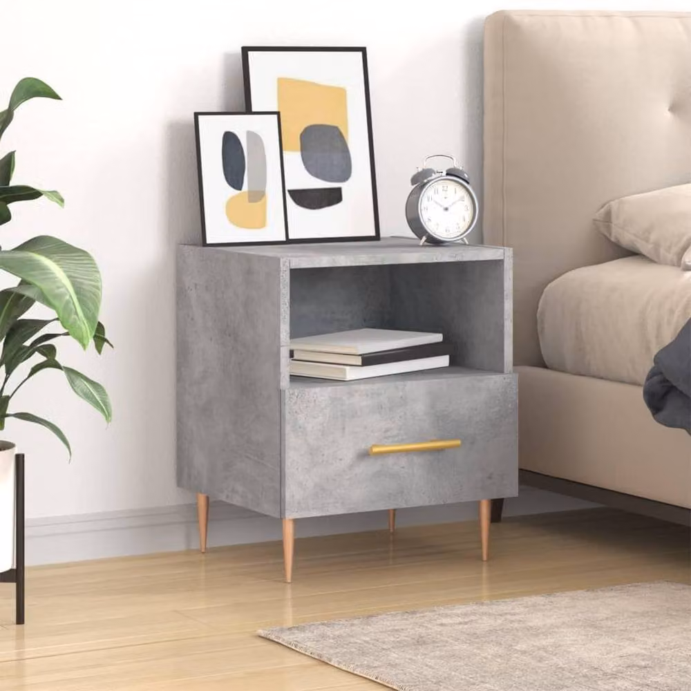 Berkfield Home Modern Bedside Cabinet in Concrete Grey, W/D/H: 40 x 35 x 47.5 cm – 2