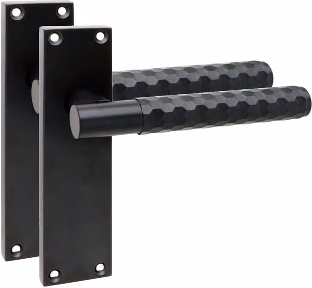 Golden Grace Matt Black Knurled Internal Door Handle Set with Rosette – 2