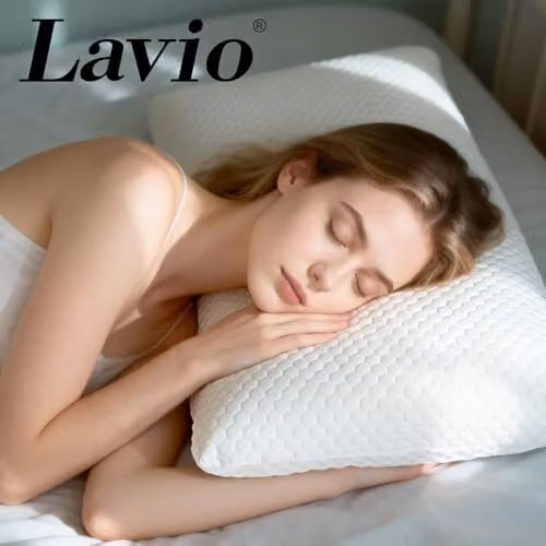 Lavio Orthopaedic Memory Foam Pillow with Cooling Gel, White, W/D/H: 60 x 40 x 12 cm – 3