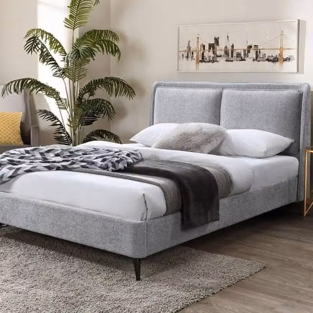 Snuggle Beds Cecilia Pillow Back Upholstered Bed Frame in Grey Silver, King Size (180 x 200 cm) – 1