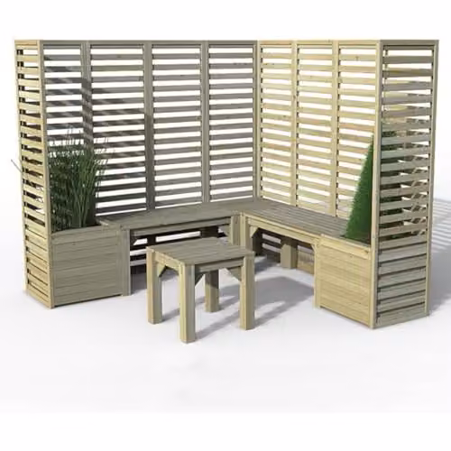 Forest Garden Modular L-Shape Garden Seating in Brown with Scatter Cushions – 1