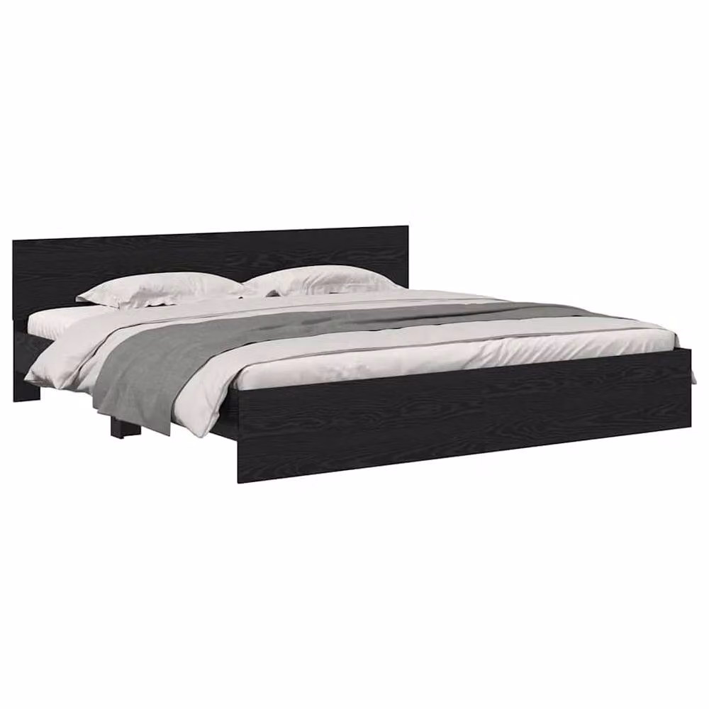 Berkfield Home Modern Bed Frame with Headboard and Under-Bed Lighting in Black Oak, W/D/H: 180 x 200 cm – 2