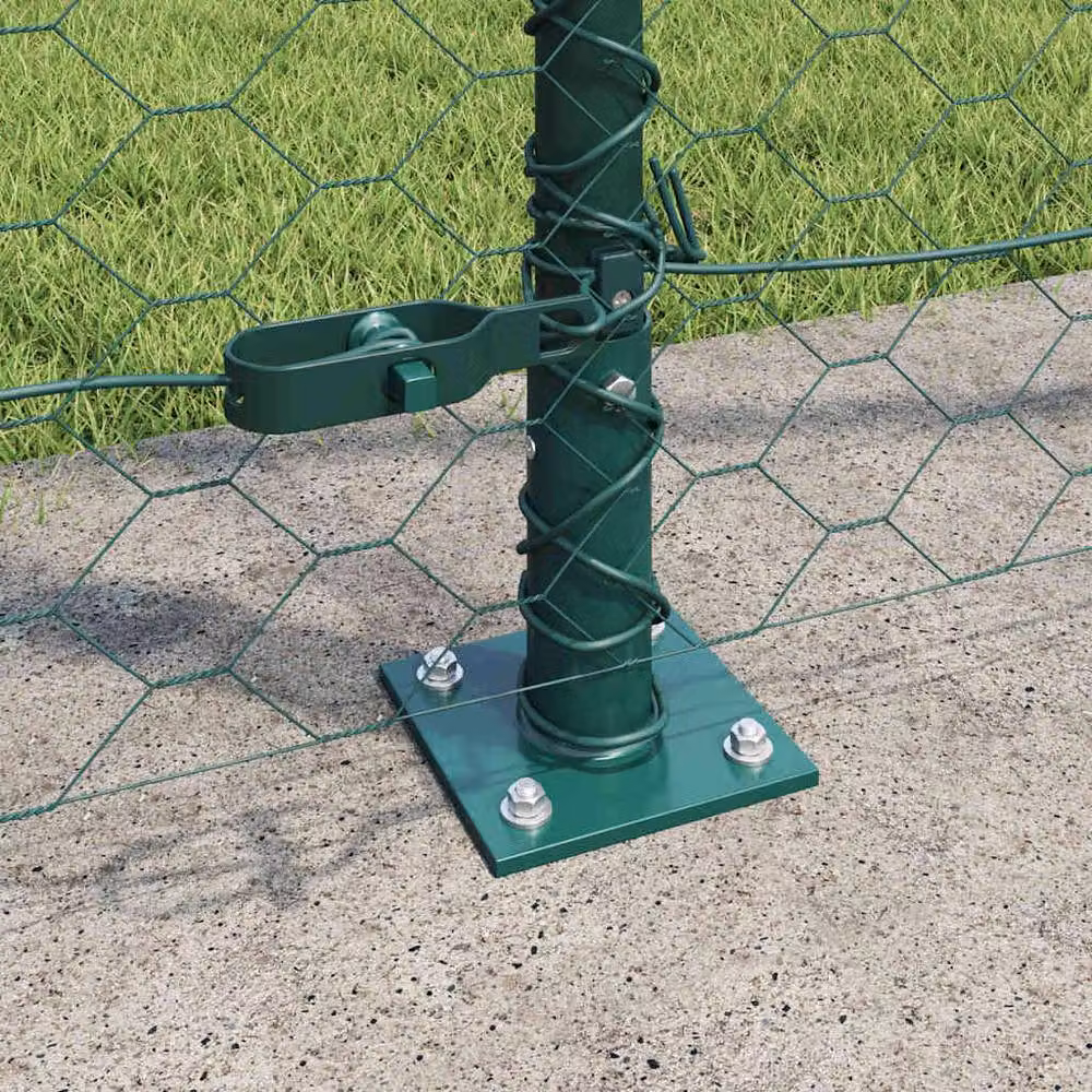 Berkfield Home Green Powder-Coated Steel Hexagon Fence, H: 150 cm x L: 100 m – 3