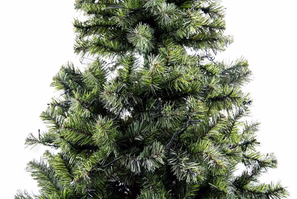 Shatchi 7ft Green Alaskan Pine Prelit Christmas Tree with White LEDs – 7