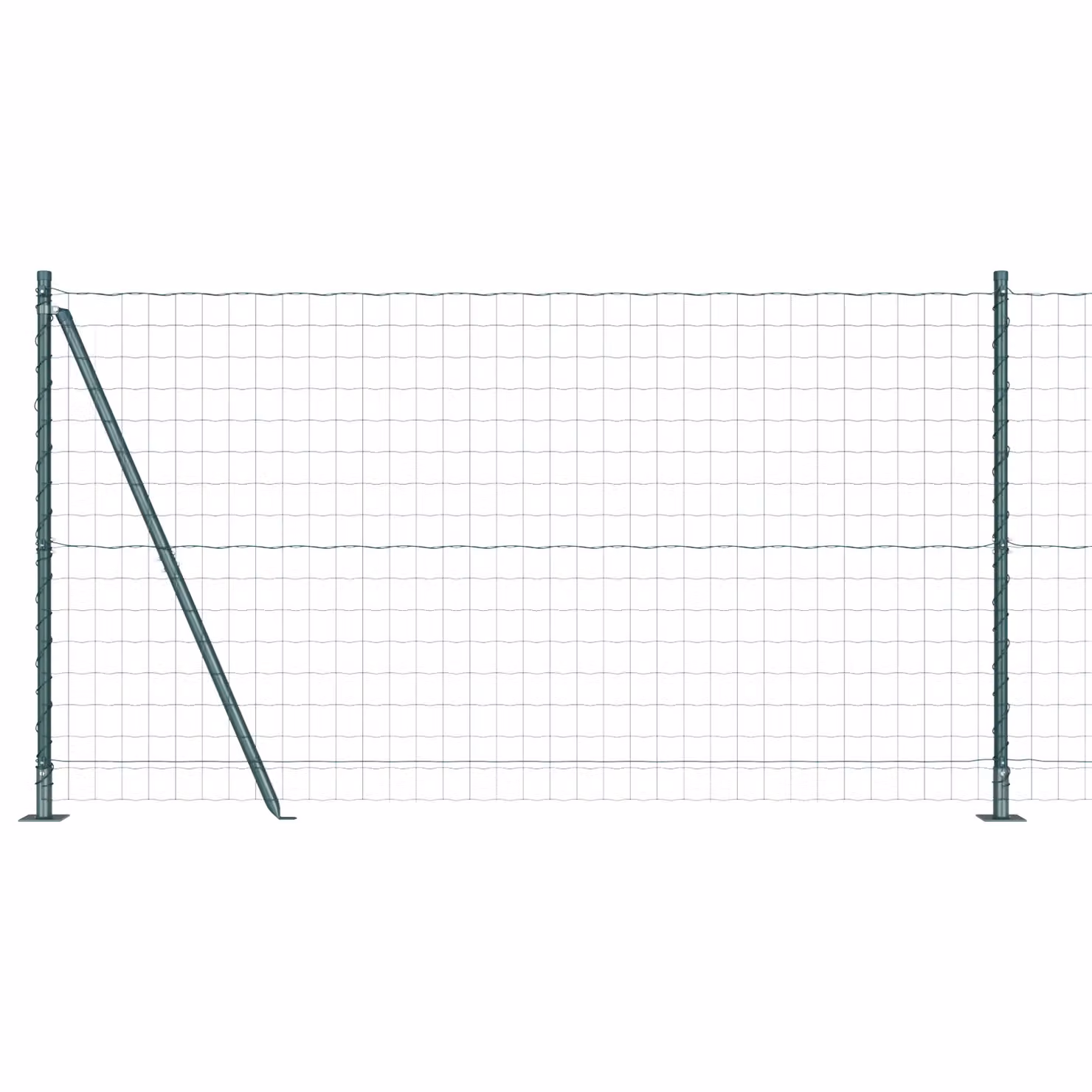 Berkfield Home Euro Fence with 7 Flanged Posts, Galvanised Steel, Silver, W: 10 m, H: 1.2 m – 1