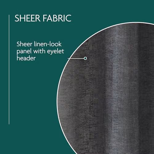 Tyrone Textiles Crete Silver Linen Look Sheer Voile Panels, Pair, W: 140 cm, H: 183 cm, Eyelet Header – 2