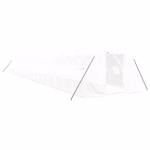 vidaXL Greenhouse with White Steel Frame, W: 20 m, D: 3 m, H: 2 m – 1