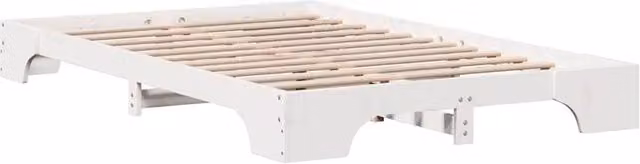 Berkfield Home White Solid Pine Wood Bed Frame W: 135 cm, L: 190 cm