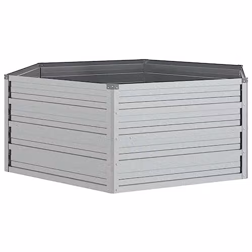 vidaXL Galvanised Steel Raised Bed in Silver, W: 129 cm, D: 45 cm, H: 45 cm – 1