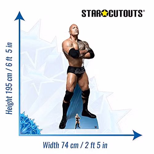 STAR CUTOUTS Dwayne Johnson The Rock Arms Folded Cardboard Cut Out, Multi-Colour, H 195 x W 74 x D 195 cm – 3