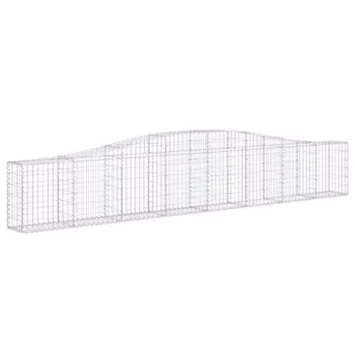 vidaXL Arched Gabion Baskets, 2 Pieces, Silver Galvanised Steel, W: 400 cm, D: 30 cm, H: 60-80 cm – 1