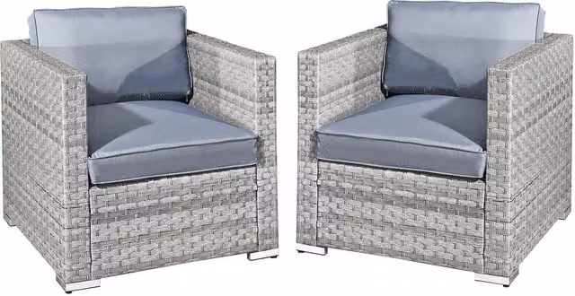 Oseasons Malta 2 Seat Rattan Twin Chair Set in Grey with Cushions – 1