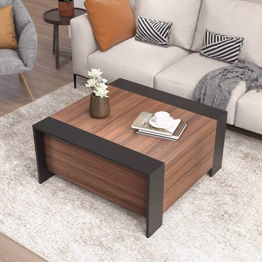 VOGREX Brown Extendable Square Coffee Table with Sliding Top – 3