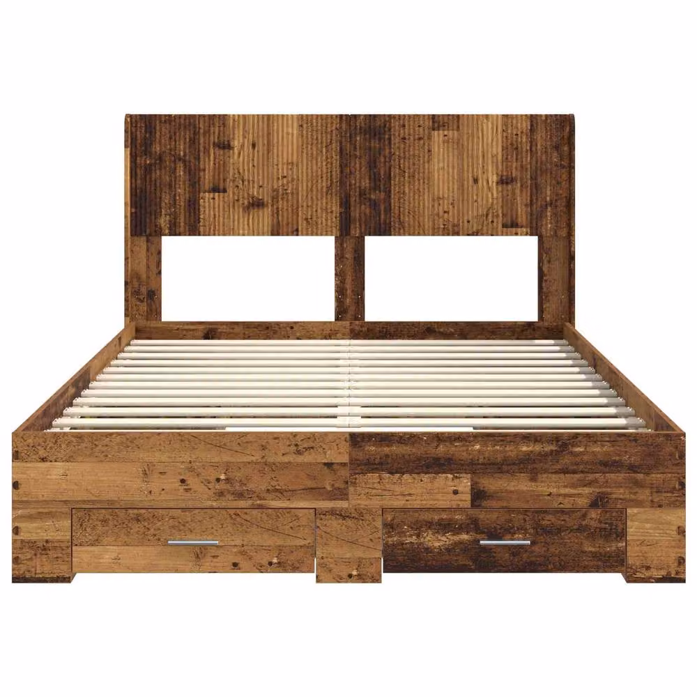 Berkfield Home Modern Bed Frame with Headboard and Side Compartment Storage, Brown, W/D/H: 120 x 190 cm – 4