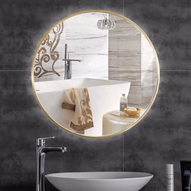 Livingandhome Round Nordic Hanging Makeup Wall Mirror in Gold