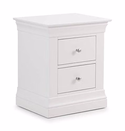 Julian Bowen Clermont 2 Drawer Bedside Table in White, W/D/H: 40 x 40 x 59 cm – 1