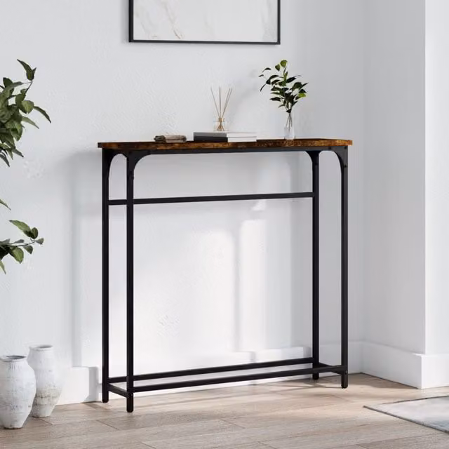 Berkfield Home Industrial Console Table in Smoked Oak Brown, W/D/H: 75 x 19.5 x 75 cm