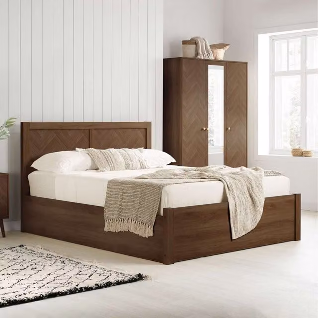 Birlea Herringford Ottoman Bed Frame in Walnut Brown, King Size