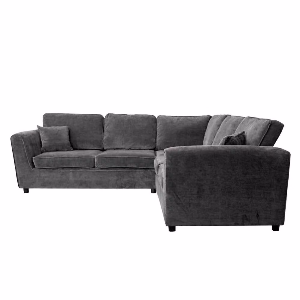 Furnishings For Less UK Ascot 5 Seater L-Shape Corner Sofa in Charcoal Chenille Fabric with Removable Covers and Scatter Cushions – 2