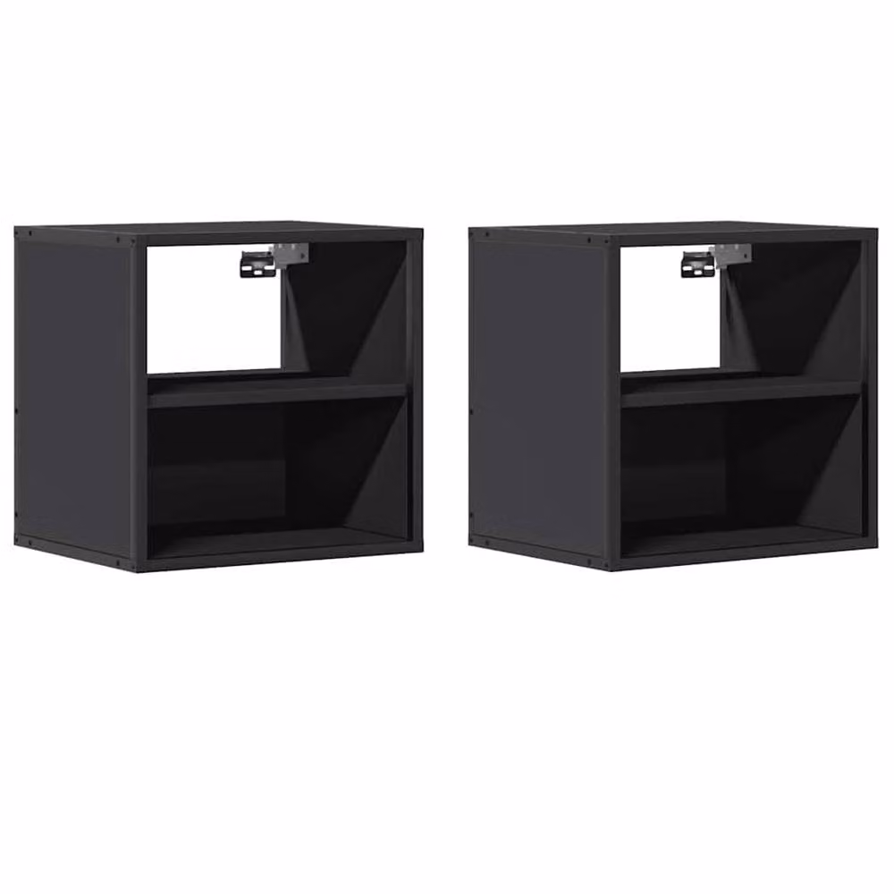 Berkfield Home Set of 2 Modern Wall-mounted Bedside Cabinets in Black, W/D/H: 40 x 31 x 39.5 cm – 3