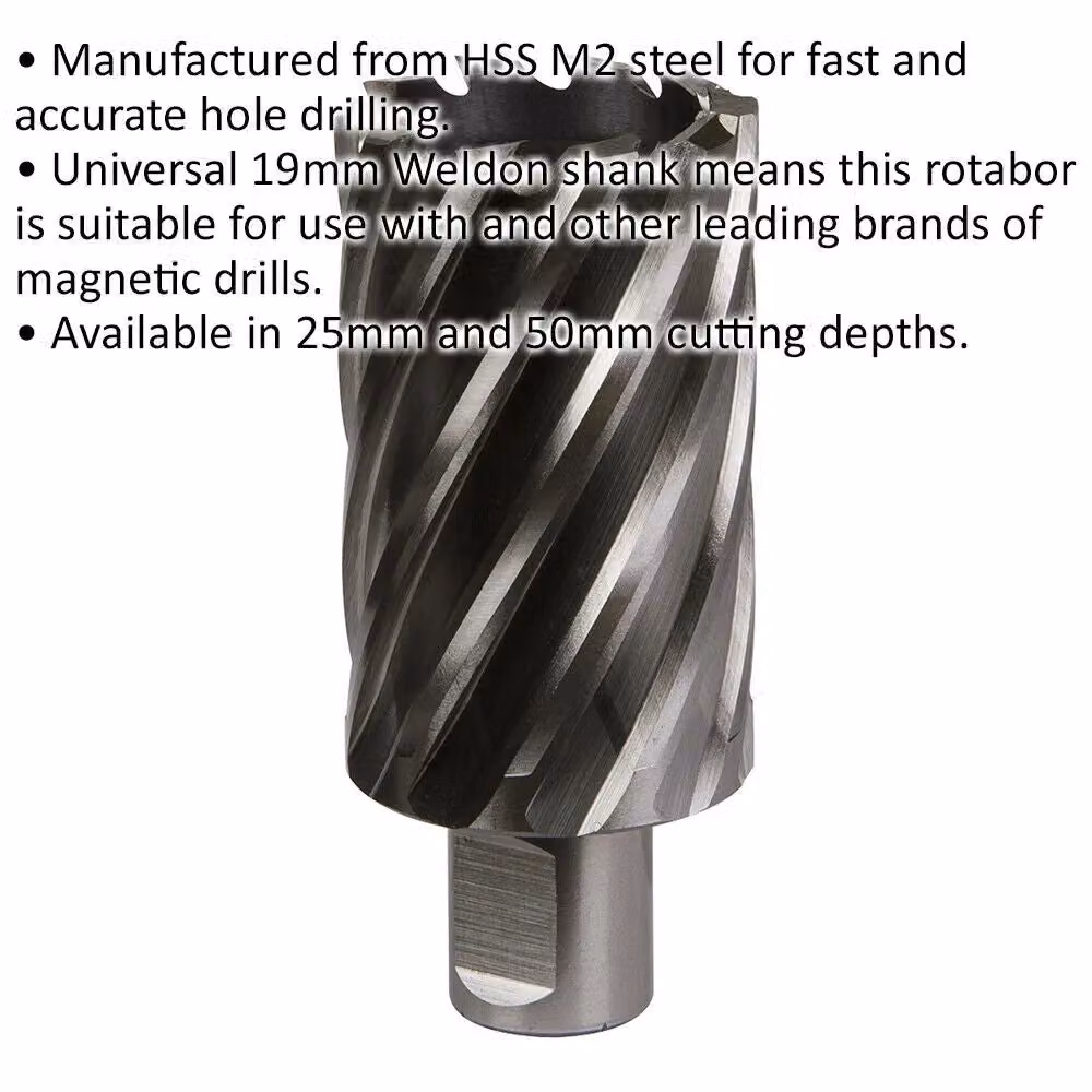 Loops M2 Steel Annular Metal Core Drill Rotabor Cutter with 19mm Shank, Multicolour, Diameter: 38 mm, Depth: 50 mm – 2