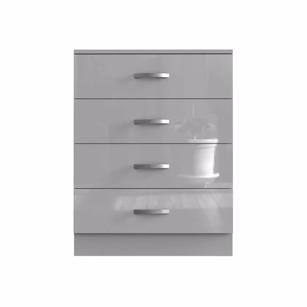 FLAVORA High Gloss Grey Chest of Drawers, W: 100 cm x D: 100 cm x H: 100 cm – 2