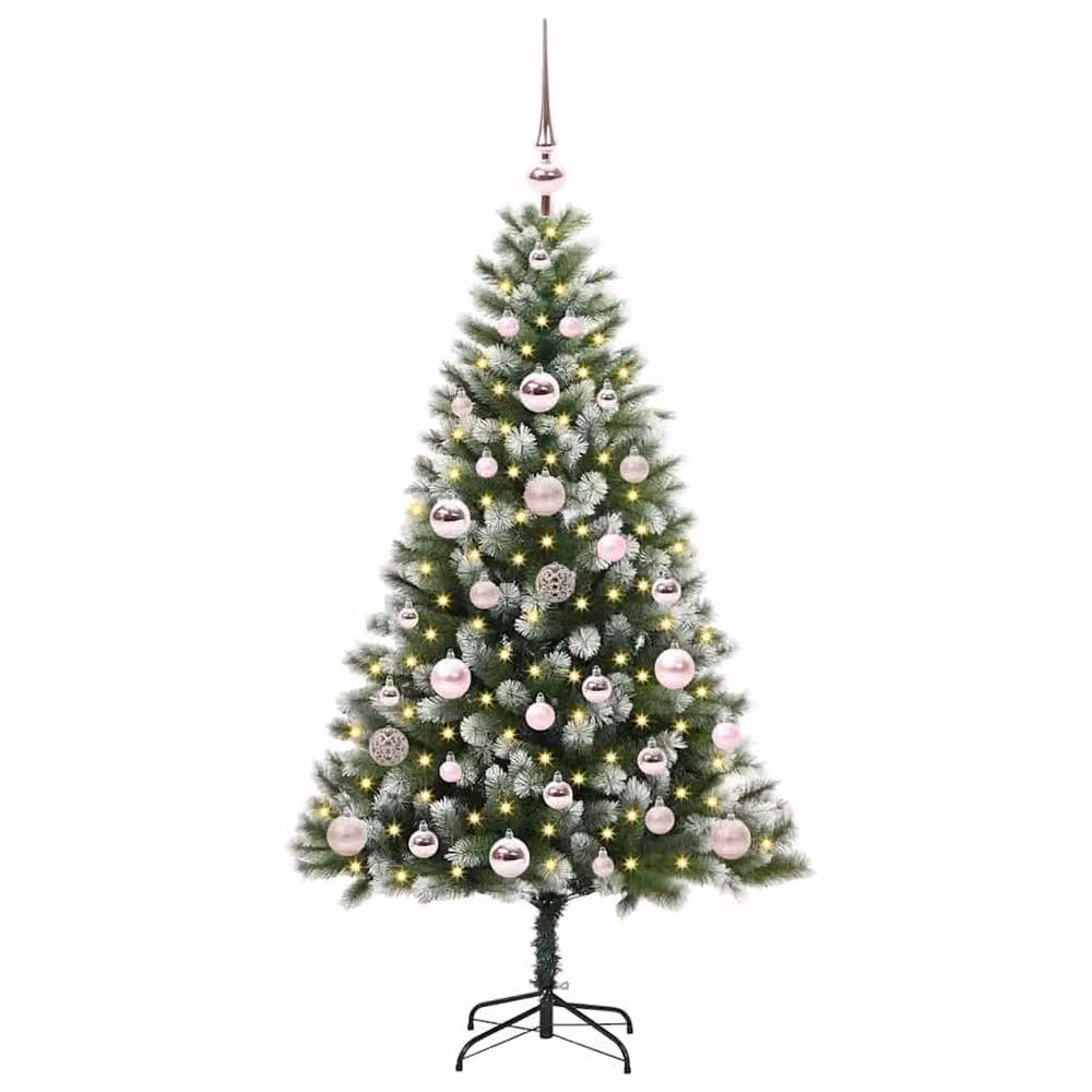 Berkfield Home Artificial Hinged Christmas Tree with Flocked Snow, Green, Height: 120 cm – 3