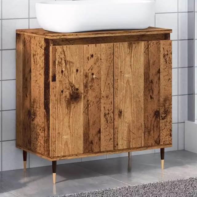 Berkfield Home Industrial Bathroom Cabinet in Brown Old Wood, W/D/H: 58 x 33 x 60 cm