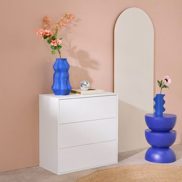 sweeek White Wooden 3-Drawer Storage Unit with Soft-Close Drawers, W/D/H: 70 x 35 x 70 cm – 1