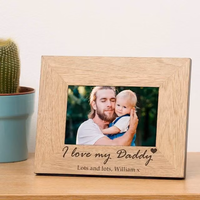 Uniqueful Personalised I Love My Daddy Wood Picture Frame, Brown, W/H: 10 x 15 cm