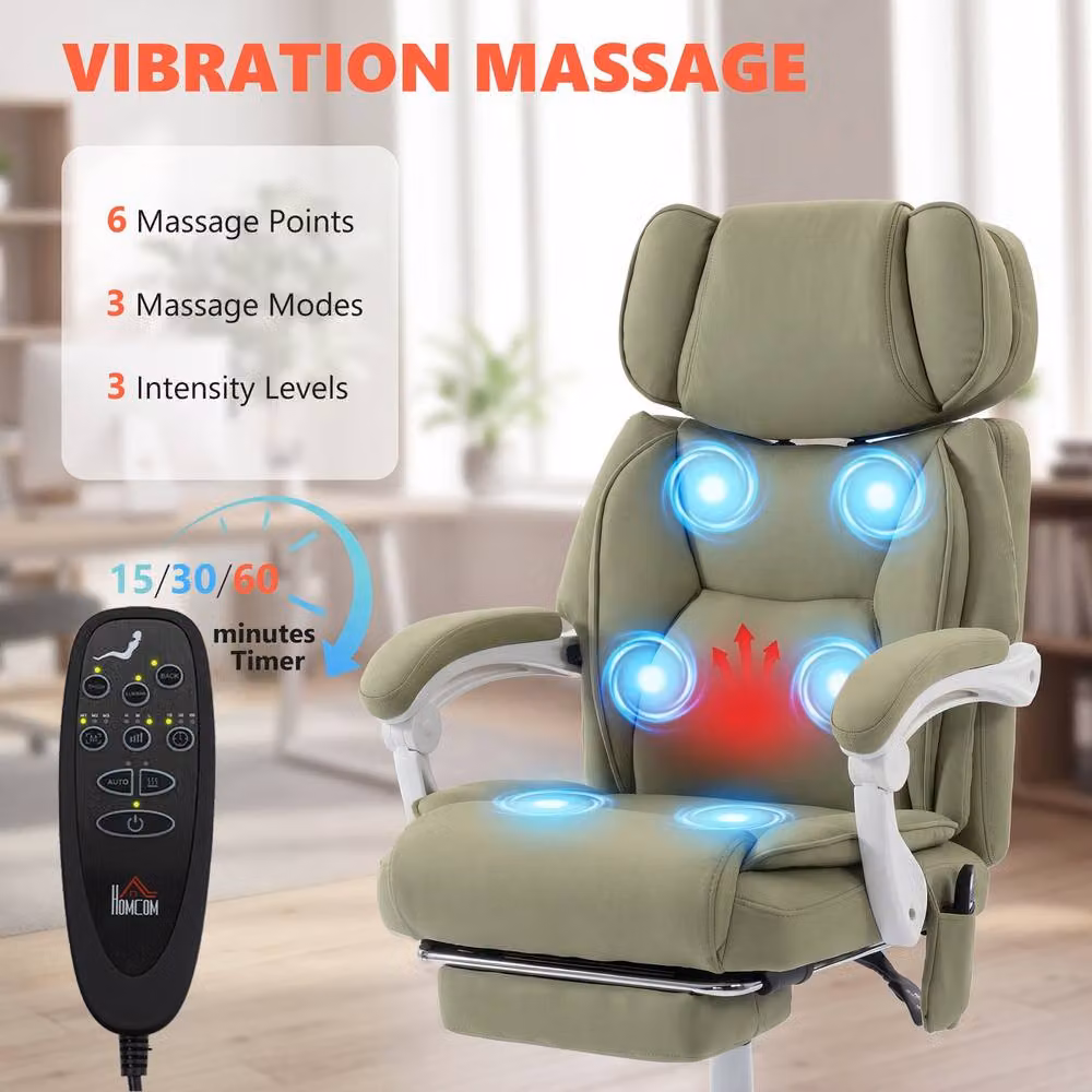 STILVORA Green Executive Massage Office Chair with Heat, Recline, Footrest and Headrest – 5