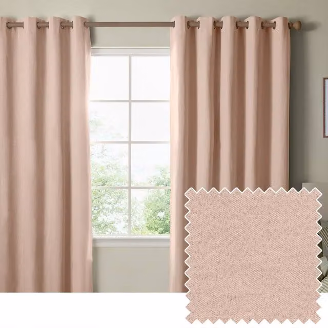 Furn Blackout Textured Woven Eyelet Curtain Pair in Pink, Width: 168 cm, Drop: 229 cm