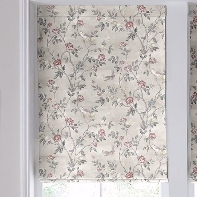 Laura Ashley Eglantine Made to Measure Blackout Roman Blind in White Sands Floral Textile