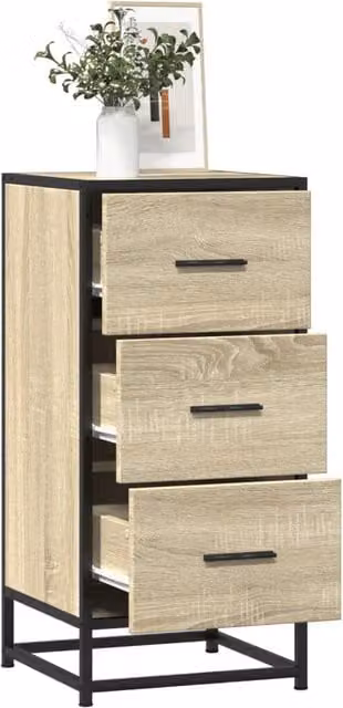 Berkfield Home Industrial Sideboard in Brown Sonoma Oak, W/D/H: 35.5 x 35.5 x 76 cm