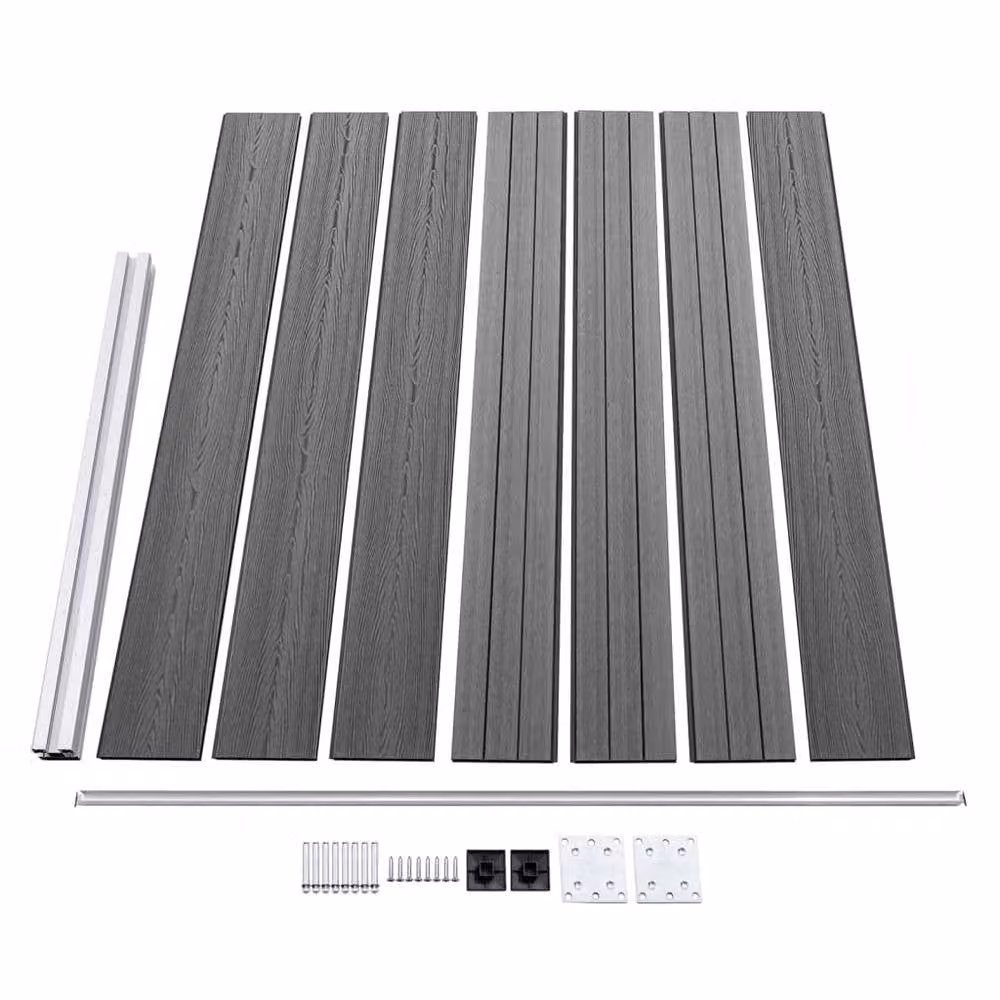 Berkfield Home Durable WPC Fence Panel Set, Grey, W: 699 cm, H: 146 cm – 3