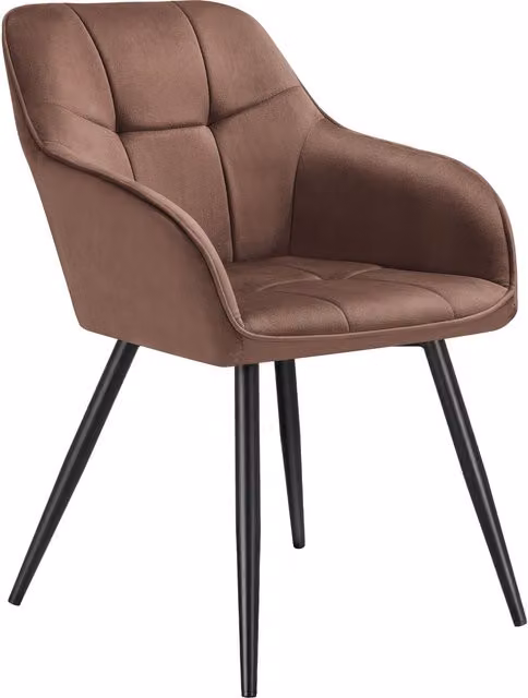 tectake Marilyn Dining Chair with Velvet-Look Fabric and Geometric Pattern in Brown and Black – 7
