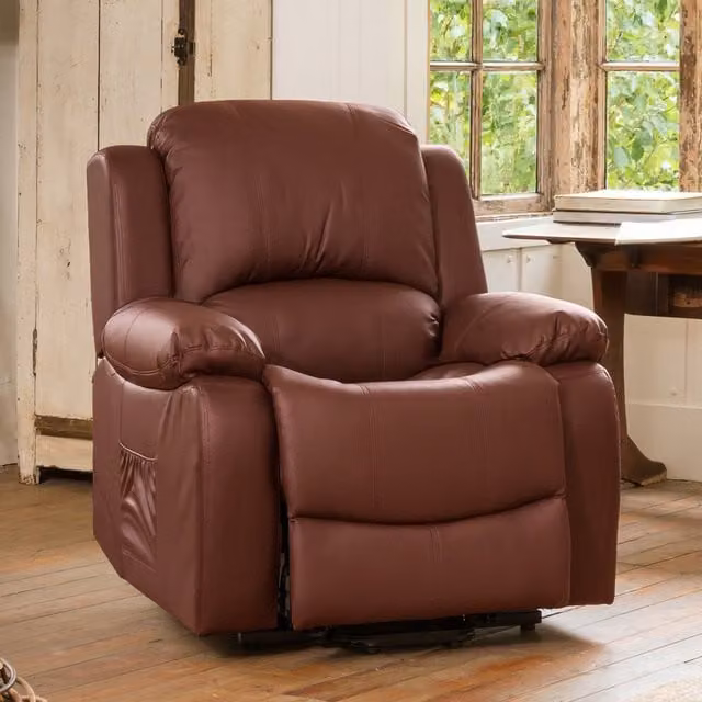 Artemis Home Glendale Manual Recliner Armchair in Red and Brown Synthetic Leather