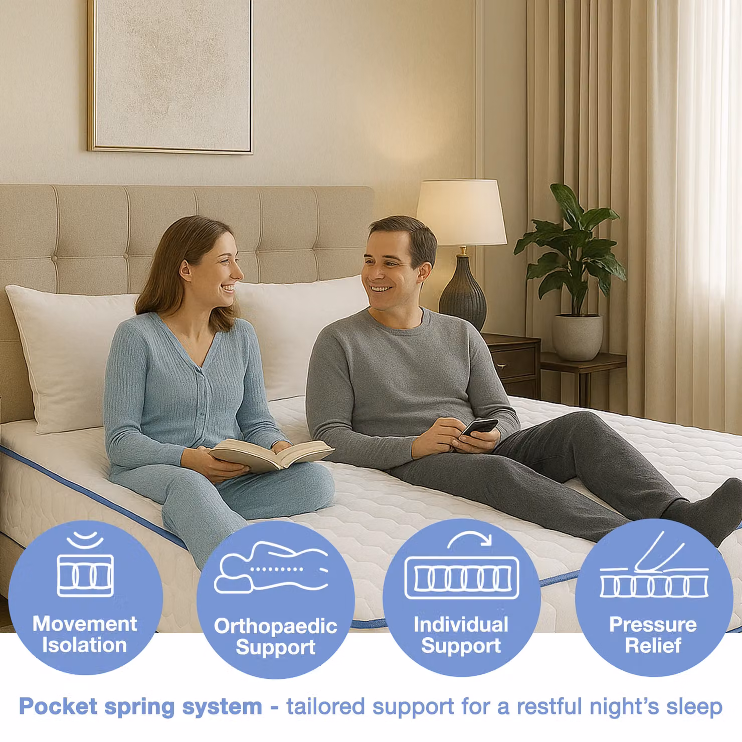 Rest Relax White Hybrid Memory Comfort Mattress, W/D/H: 140 x 200 cm – 3