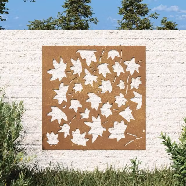 Berkfield Home Garden Brown Corten Steel Maple Leaf Wall Decoration, W/H: 55 x 55 cm – 1