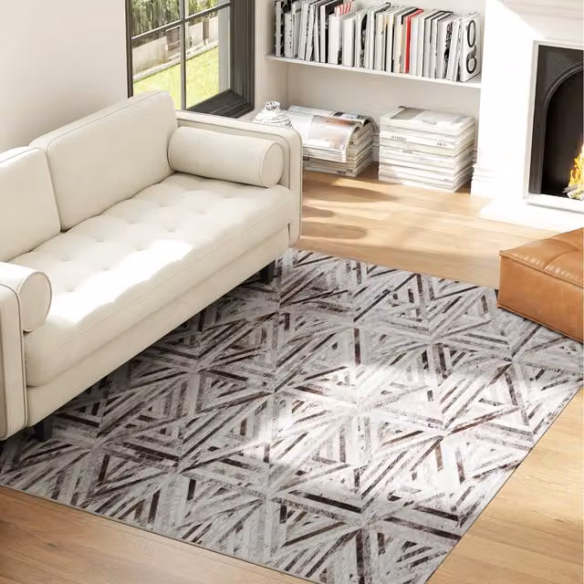 HOMCOM Brown Chenille Non-Slip Washable Rectangular Rug, W: 160 cm, D: 230 cm, H: 0.5 cm