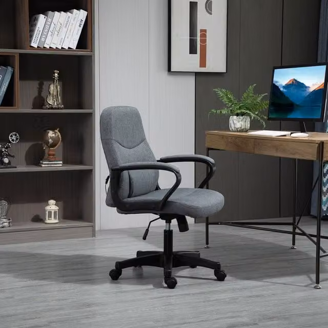 Vinsetto Grey Fabric Executive Office Chair with 2 Point Massage and Armrests