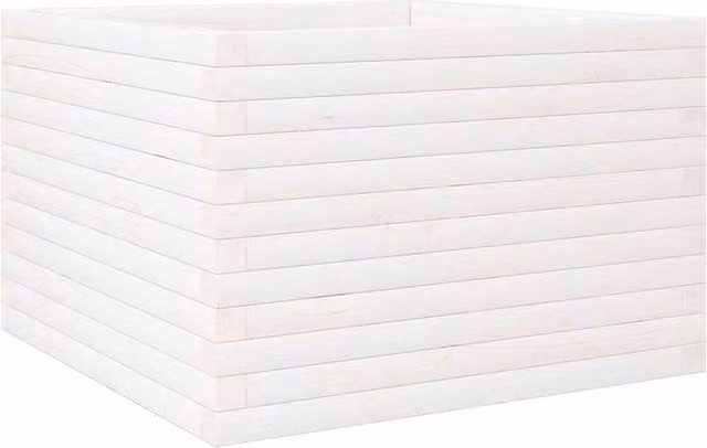 Berkfield Home White Solid Wood Pine Garden Planter Tub W/D/H: 70 x 70 x 46 cm