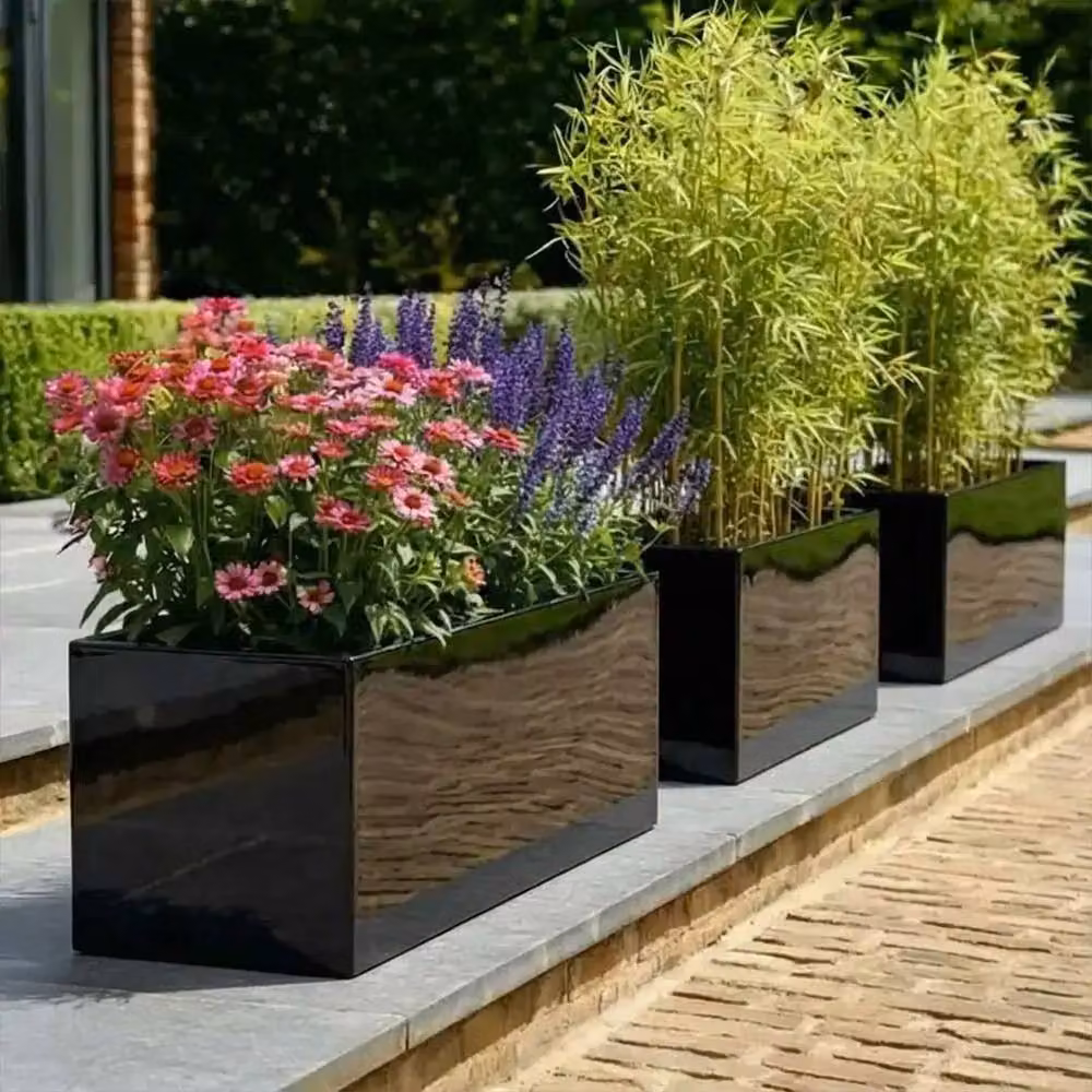 Access Garden Products Galvanised Steel Trough Planter in Black, W: 75 cm, D: 32 cm, H: 32 cm – 9