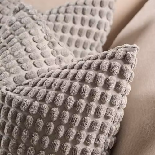 OHS Pack of 4 Bobble Textured Grey Square Cushion Covers, W/D/H: 45 x 45 x 45 cm – 3
